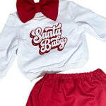Σετ φούτερ φούστα και φιόγκος santa baby - Image 2