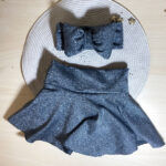 Σετ φούστα και κορδέλα μαύρο ασημί