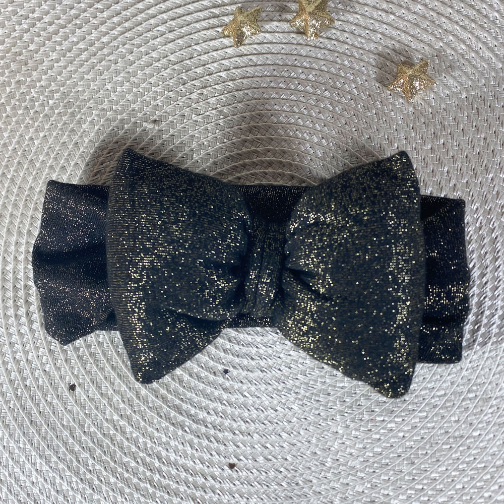 034 Κορδέλα φουσκωτή μαύρη χρυσή - Image 1