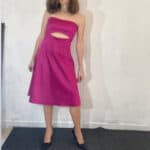Elegant Ματζέντα Στράπλες Μίντι Φόρεμα Wedding Guest