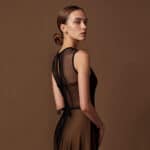 Φόρεμα camel μαύρο τούλι με maxi Black tea dress