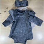 Κορμάκι Λούρεξ Μαύρο Ασημί με Κορδέλα Βρεφικό Παιδικό