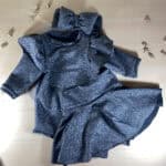 Σετ Βρεφικό Παιδικό Κορμάκι Φούστα και Κορδέλα Μαύρο Ασημί