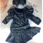 Βρεφικό Παιδικό Σετ Κορμάκι, Φούστα Σορτσάκι και Κορδέλα Μαύρο-Χρυσό - Image 2