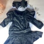 Βρεφικό Παιδικό Σετ Κορμάκι, Φούστα Σορτσάκι και Κορδέλα Μαύρο-Χρυσό