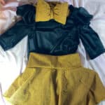 Βρεφικό Παιδικό Σετ Κορμάκι Βελούδινο Μαύρο με Χρυσή Φούστα και Κορδέλα