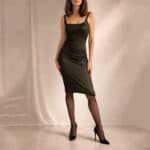 Elegance Midi Φόρεμα σε Μαύρο-Χρυσό