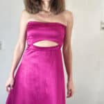 Elegant Ματζέντα Στράπλες Μίντι Φόρεμα Wedding Guest - Image 2