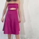 Elegant Ματζέντα Στράπλες Μίντι Φόρεμα Wedding Guest - Image 4