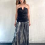 Σετ Μαύρος Κορσές με Ασημί Πλισέ Φούστα maxi - Image 3