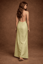 Εντυπωσιακό Εξώπλατο Maxi Φόρεμα σε Lime Πράσινο - Image 2